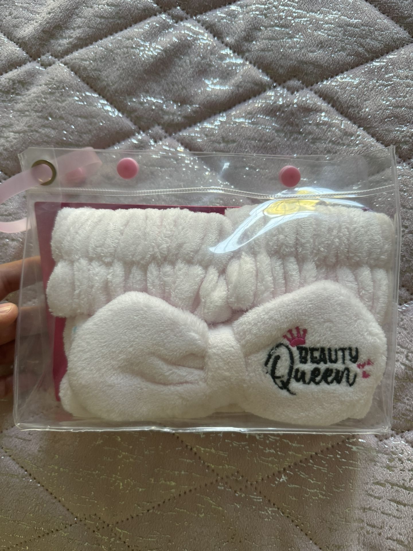 New Womens Beauty Queen Headband And Wristband Set For Washing Face Microfiber Spa Towel Scrunchie