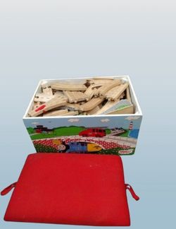 Authentic Thomas And Friends Rare Wood Toy Box And Train Tracks
