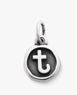 James Avery Vintage Type Initial "t" Charm in sterling silver - cut loop