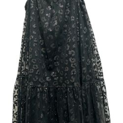 Zara Kids Collection Black Sparkly Leopard Print Lined Dress, Sz. 11/12 New 