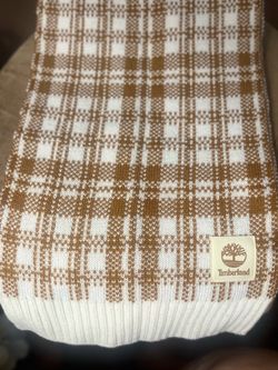 Timberland Scarf Buffalo Plaid Beige Off-White 10" x 68"