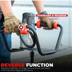 XtremepowerUS 1500W Electric Post Hole Digger Earth Auger Dig 3/4" Shaft Reverse Function Hole Fence Post, Tree Soil Planting Include 6" Dirt Auger Bi