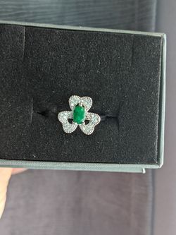 Beautiful real emerald silver filled ring. Two available one is size 8.5 and one size 9