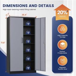 βοΈ Metal Storage Cabinet with Locking Doors and 5 Adjustable Shelves, 72" Garage Storage Cabinet Steel Lockable for Office,Home,Garage
