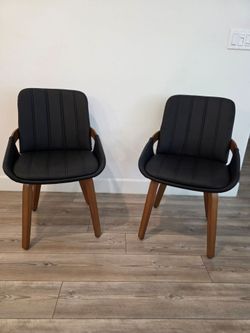 2 Mid Century Modern Black Dining Chairs