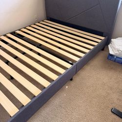 Excellent ZINUS Grey Queen Upholstered Geometric Platform Bed Frame