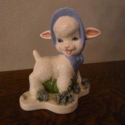 Handcrafted Antique Ceramic Lamb