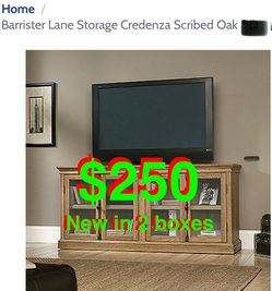 Sauder Barrister Lane Storage Credenza Scribed Oak. Note: Comes in 2 boxes.