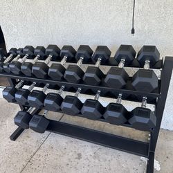 5-50lbs Dumbbells w/Rack 