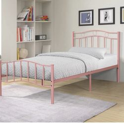 Twin Pink Metal Bedframe