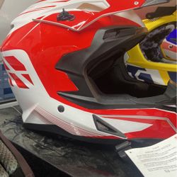New Red And White Dot Off Road Dirt Motorcycle Helmet $90