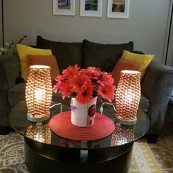 Wicker Table Lamp Set