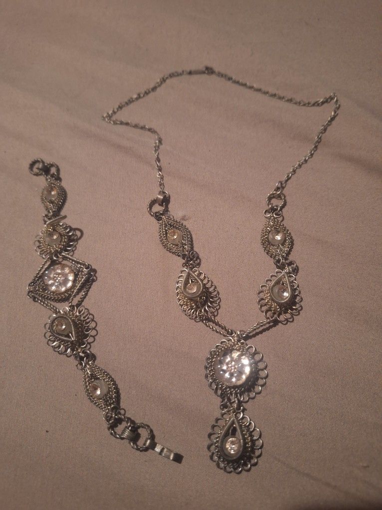 60-70's Revival Wire Wrap Necklace & Bracelet