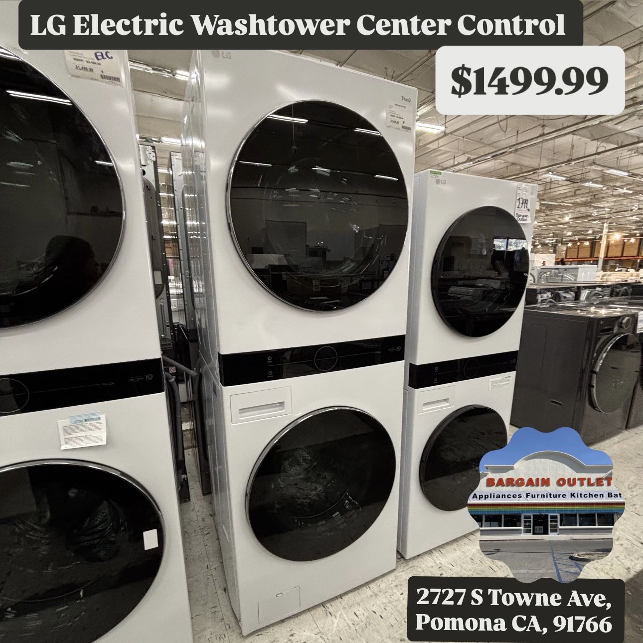 LG Electric Washtower Center Control Stackable