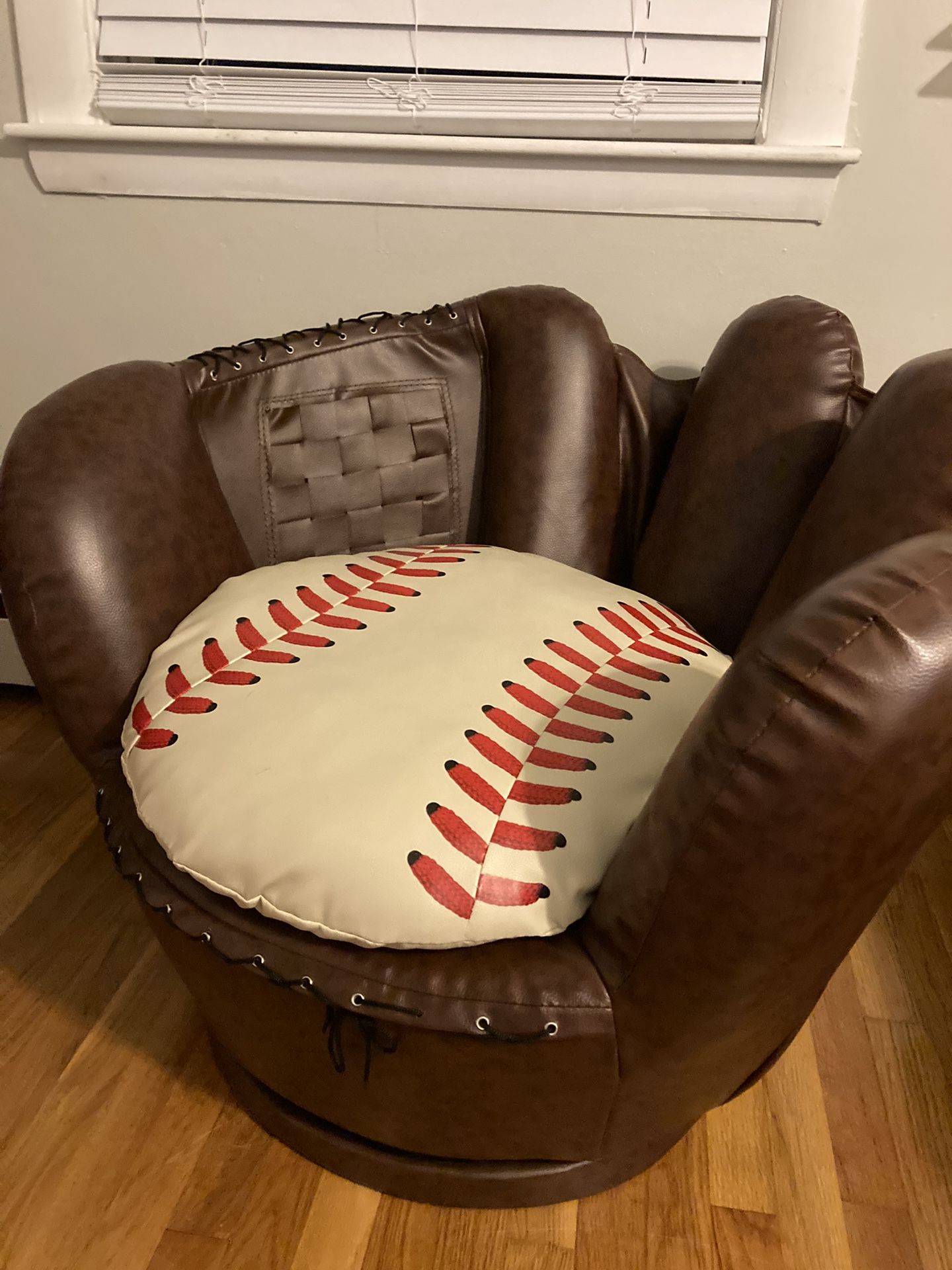 Leather baseball mitt online chair