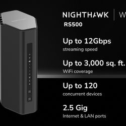  Netgear Nighthawk WiFi 7 Router RS500, 12Gbps