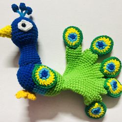 Paksha Peacock figure Crochet Doll PLUSH STuffed Amigurumi TOY handmade