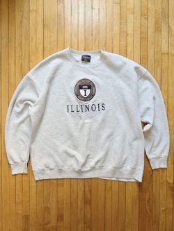 VTG 90s Jansport University Of Illinois Crewneck Unisex Chief Illiniwek Sz. XXL