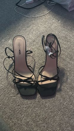 Fashion Nova Black Strappy Heeled Sandals