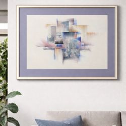 Framed Abstract Watercolor Art – Signed Modern Pastel Wall Decor