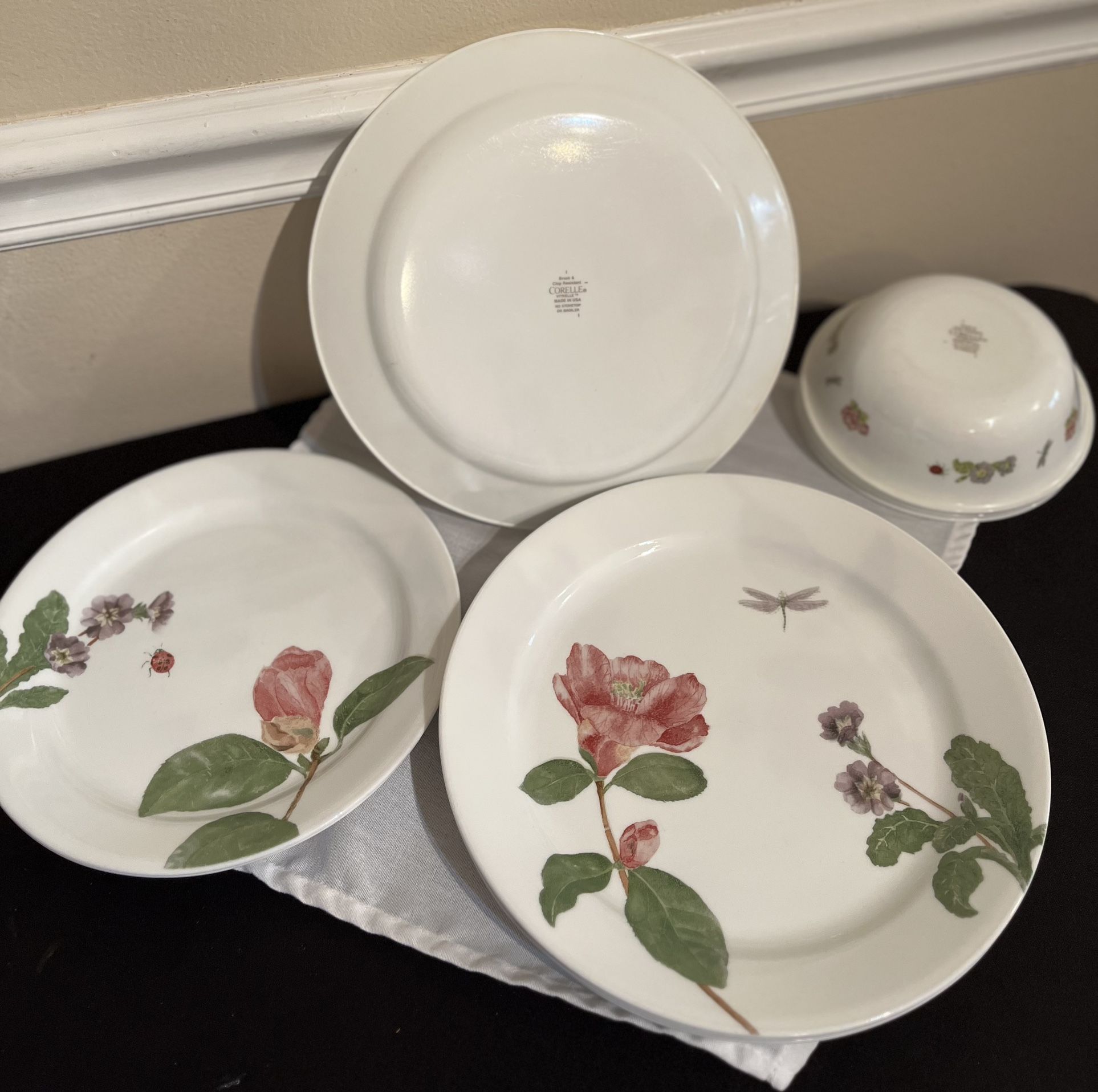 #12 PIECES CORELLE DRAGON FLY DINNER WARE