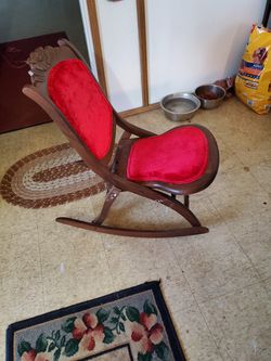 Vintage Red Velvet Fold Up Chair Brand New Thumbnail