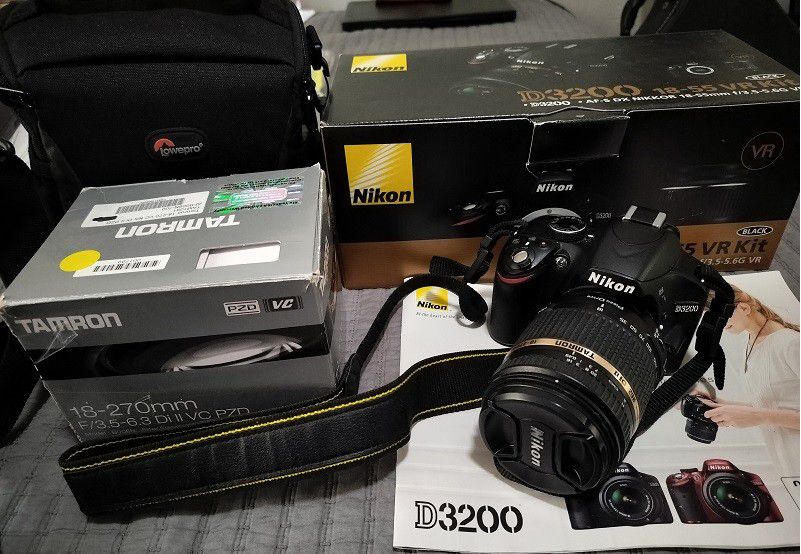 Nikon D3200 Camera & Tamron 18-270mm Lens
