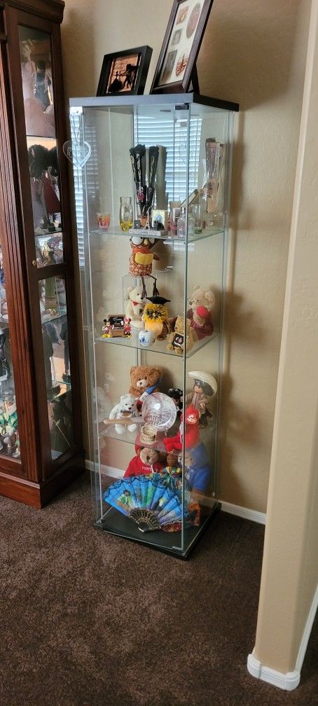 2 Ikea Detolf Glass Door Cabinet/Curio