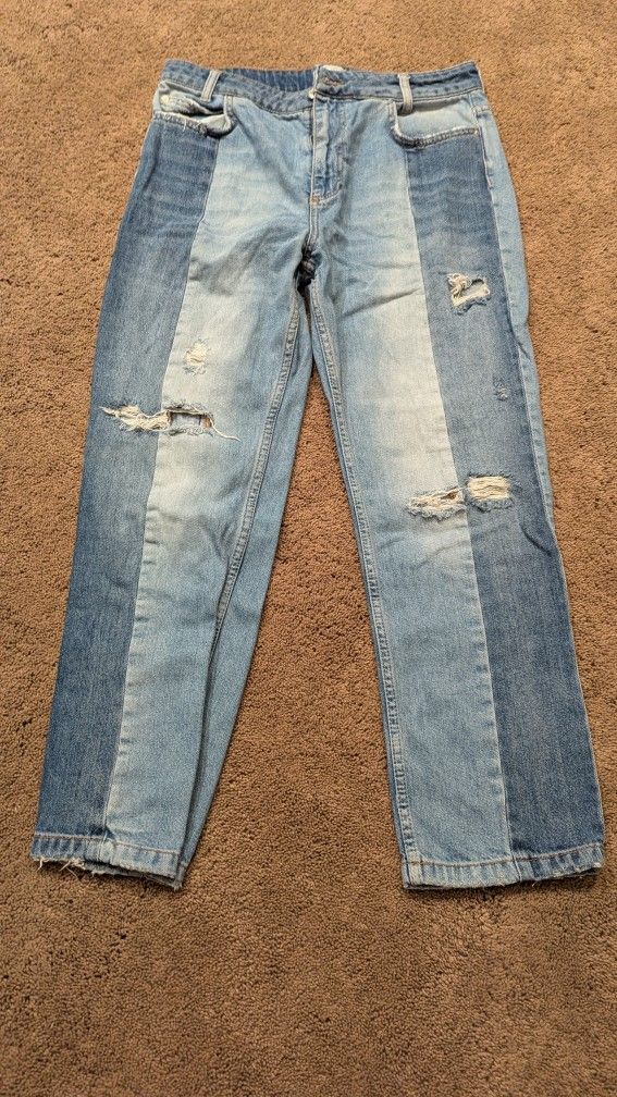 Free people distressed Women's Patch work Jeans