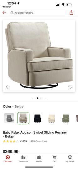 Baby Relax Addison Swivel Gliding Recliner Beige for Sale in