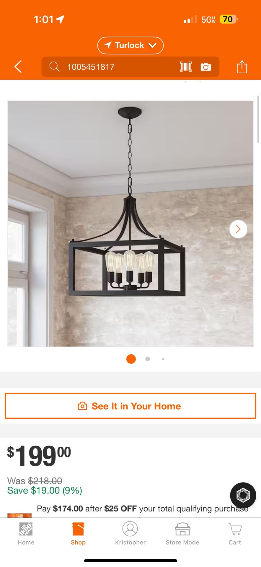 Chandelier Boswell Quarter 20 in. 5-Light Distressed Black Farmhouse Pendant for Kitchen or Entryway