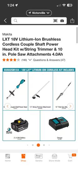 Makita New- 18V Weed Trimmer and pole saw extension- 1 battery 1 charger