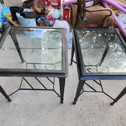 2 Metal/glass Side Tables