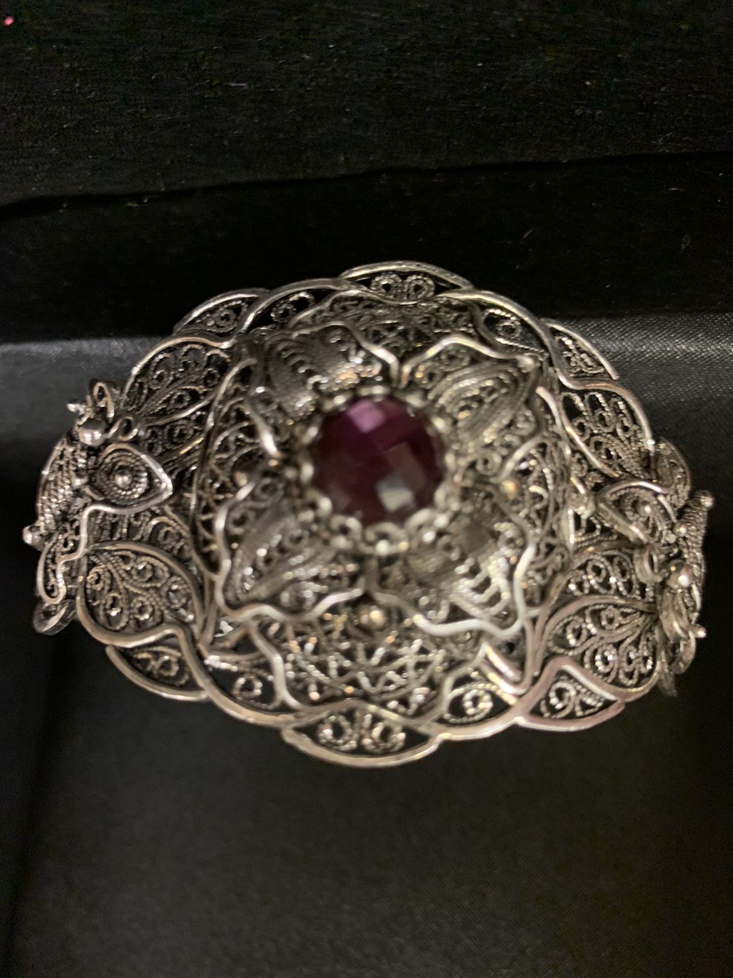 Silver Beacelet Cuff with Indian Star Ruby New never used