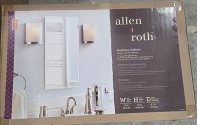 Allen + Roth 15-in x 26-in Fog Free Surface/Recessed Mount Silver Mirrored Square Soft Close Recessed 15 x 26 x 4.7 Medicine Cabinet Lowe's brand new 