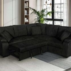 Beautiful Black Pull Out Sectional 