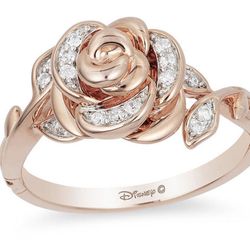 Enchanted Disney Belle 1/10 CT. T.W. Diamond Rose Ring in 10K Rose Gold– Authentic Zales