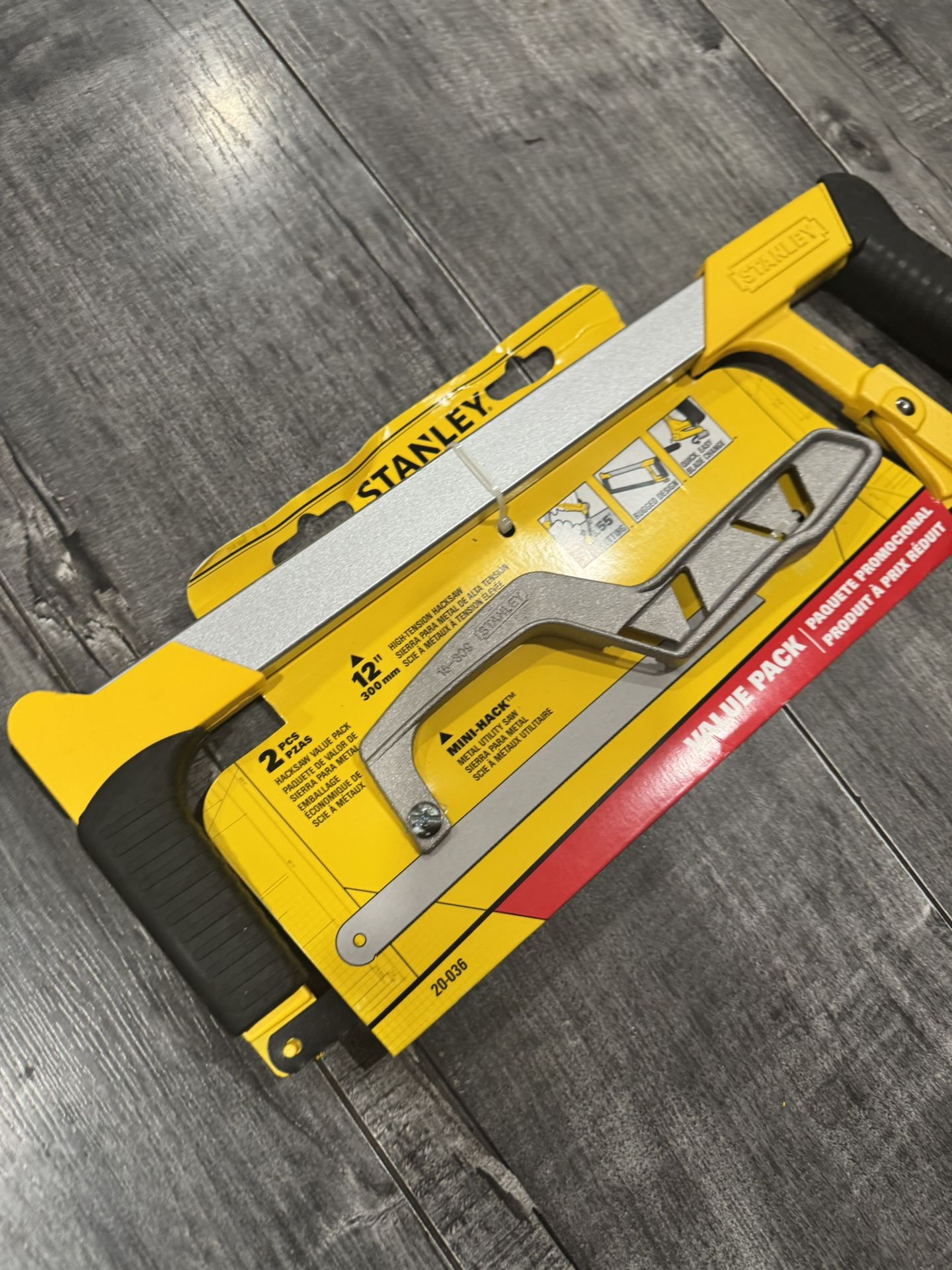 Stanley 12 in. Steel Hacksaw Black/Yellow 2 pc