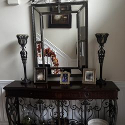 Designer Entryway Table with Mirror & Lights  – Traditional Luxury Piece