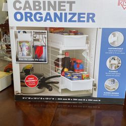 sliding cabinet organizer with two drawers new