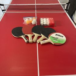 Mid-Size Table Tennis Set - Red- Indoor/Outdoor Portable with Net, 2
