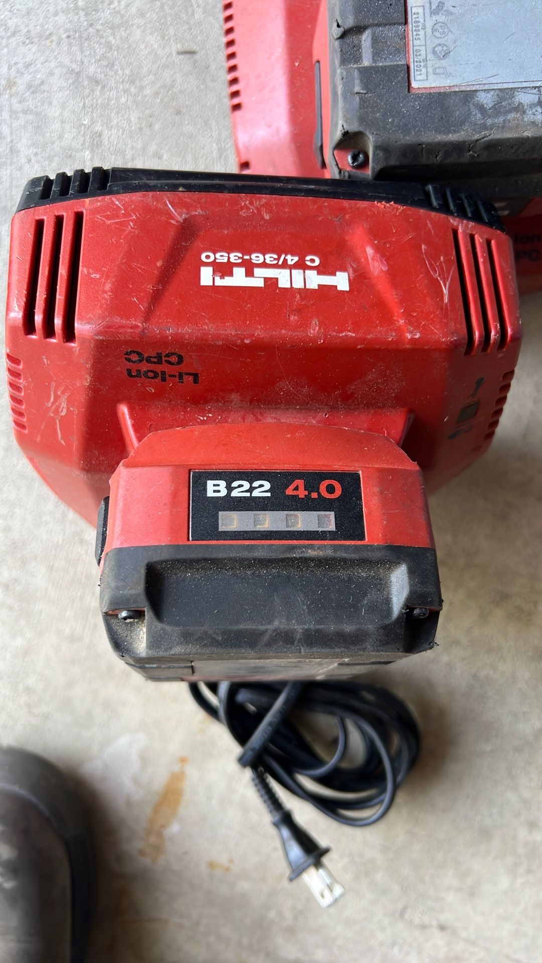 HILTI  LI ION CPC Chargers With Batteries, Three Of Them