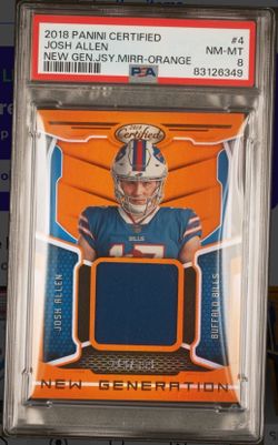 2018 Panini Certified-New Gen. Jerseys Josh Allen PSA 8 Mirror Orange/399