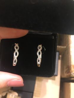 Beautiful diamond round hoops sterling silver Brand new!!!