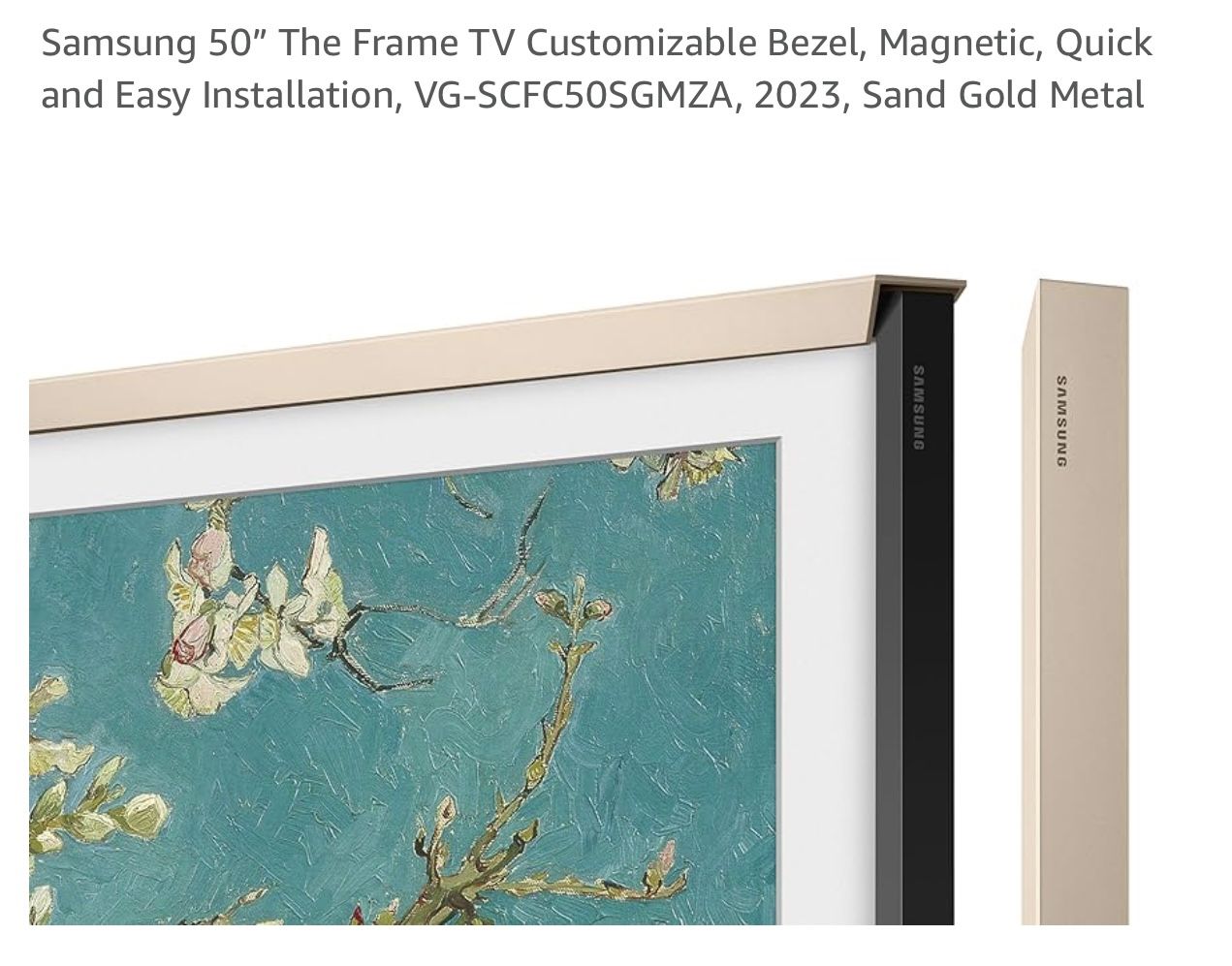 Samsung 50" The Frame TV Customizable Bezel, Magnetic, Quick and Easy Installation, VG-SCFC50SGMZA, 2023, Sand Gold Metal