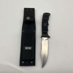 SOG Seal Pup Elite Fixed Blade Knife 4.75in Black Clip Point + Sheath Taiwan