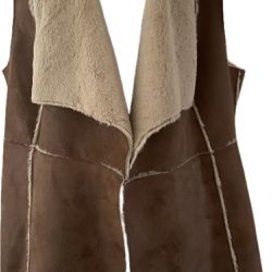 Ladies Large Faux Suede/leather Fur Lined Vest
