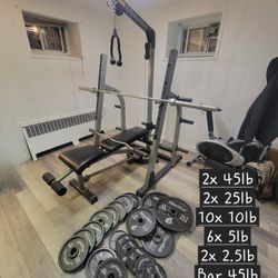 Gym Bench Rack Weight Set w/ 320lbs - Can deliver & install
