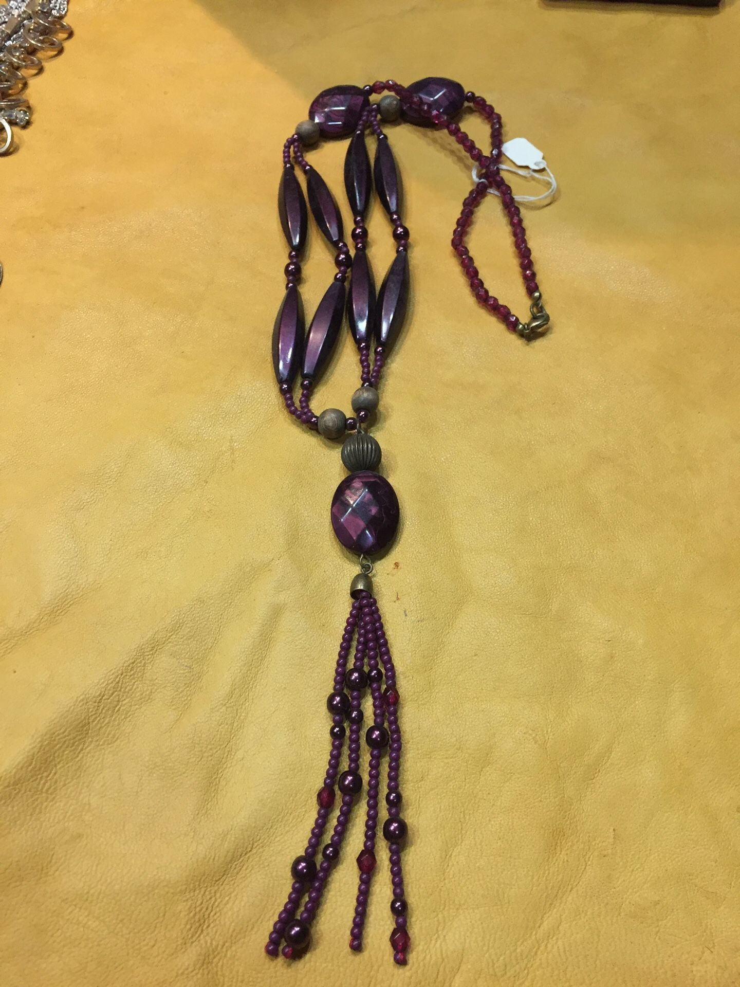 Wine colored beaded necklace