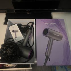 purple and grey hair dryer with diffuser attachment 